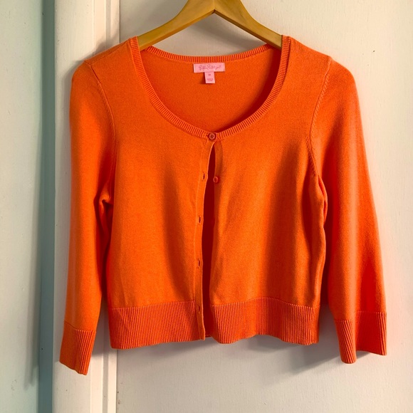 Lilly Pulitzer Sweaters - Lilly Pulitzer Orange Button Down Cropped Cardigan